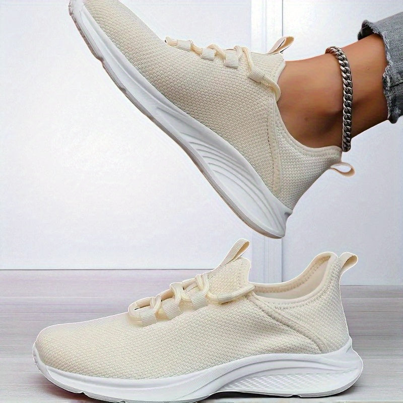 Women's Lightweight Breathable Slip-On Sneakers Grey White Casual Fitness