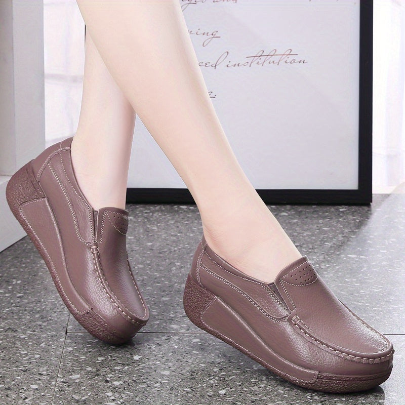 Women's Slip-On Platform Sneakers with Thick Sole and Round Toe for All Seasons