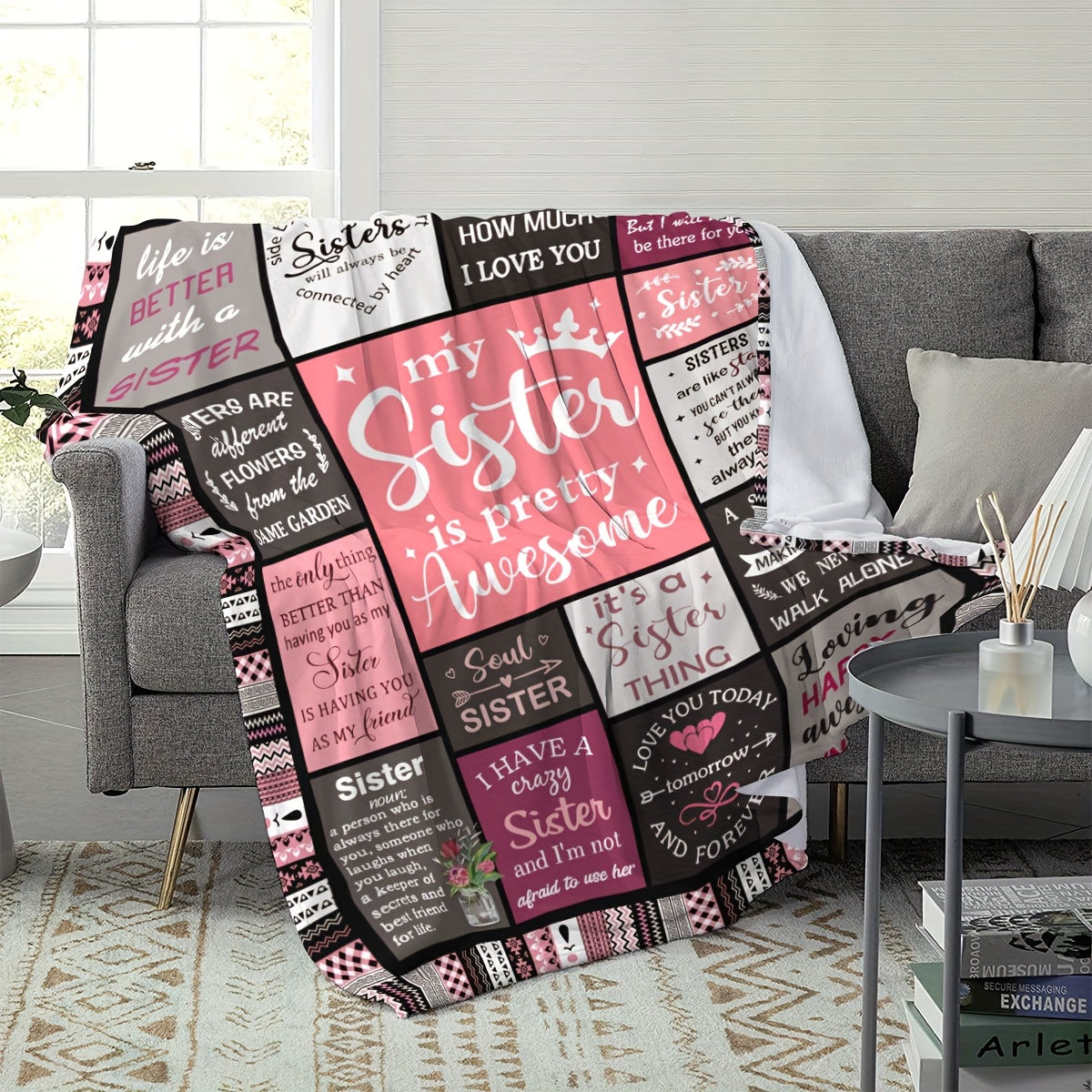 Personalized Sister Gift Blanket for Women Christmas Birthday
