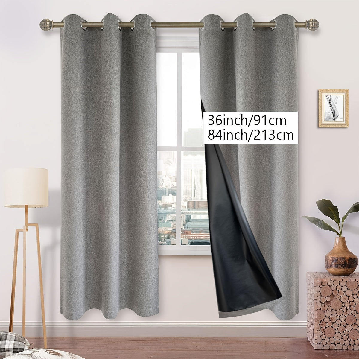 Blackout Faux Linen Textured Curtains Grommet Top for Bedroom Living Room