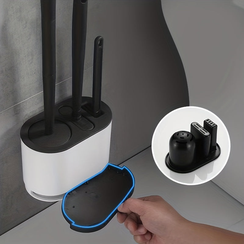 Juego de cepillo de inodoro de silicona con mango antideslizante y cerdas suaves