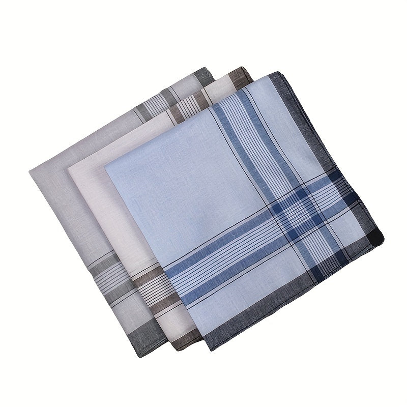 Set of 5 Cotton Handkerchiefs with Striped Yarn-Dyed Knitted Design