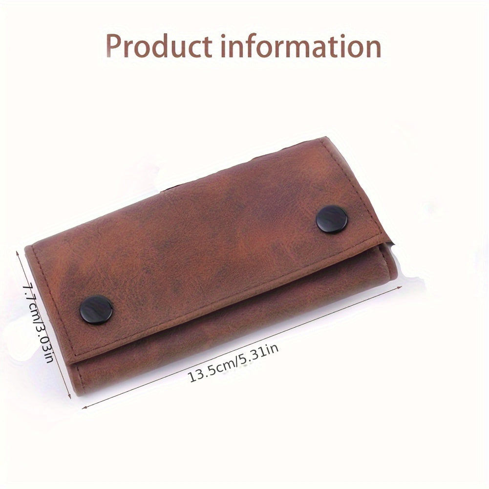 Dark Brown Faux Leather Cigarette Case with Flip Closure and Triple Layer Design for Men