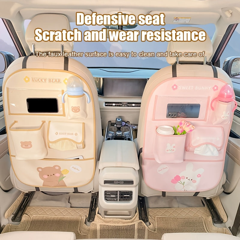 Bolalar multikartinalari uchun o'rdak va quyon avtomobil tashkilotchisi, ko'p bo'limli saqlash sumkasi