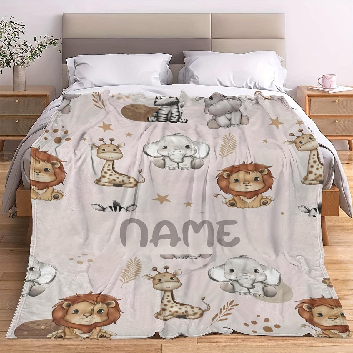 Personalized Small Animal Flannel Blanket Cozy Holiday Gift for Office Living Room