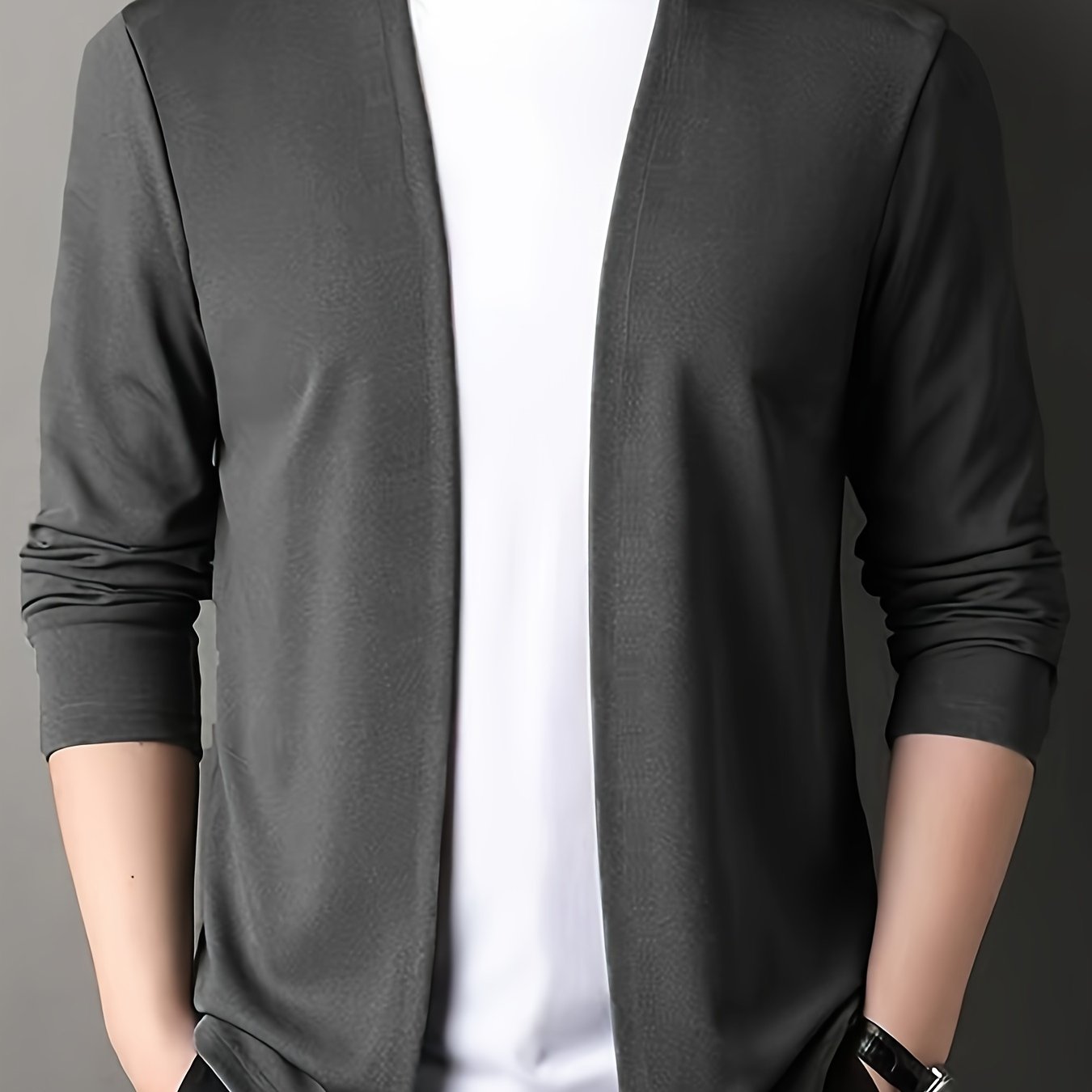 Men's Knit Cardigan Solid Color Slim Fit Spring Casual Polyester