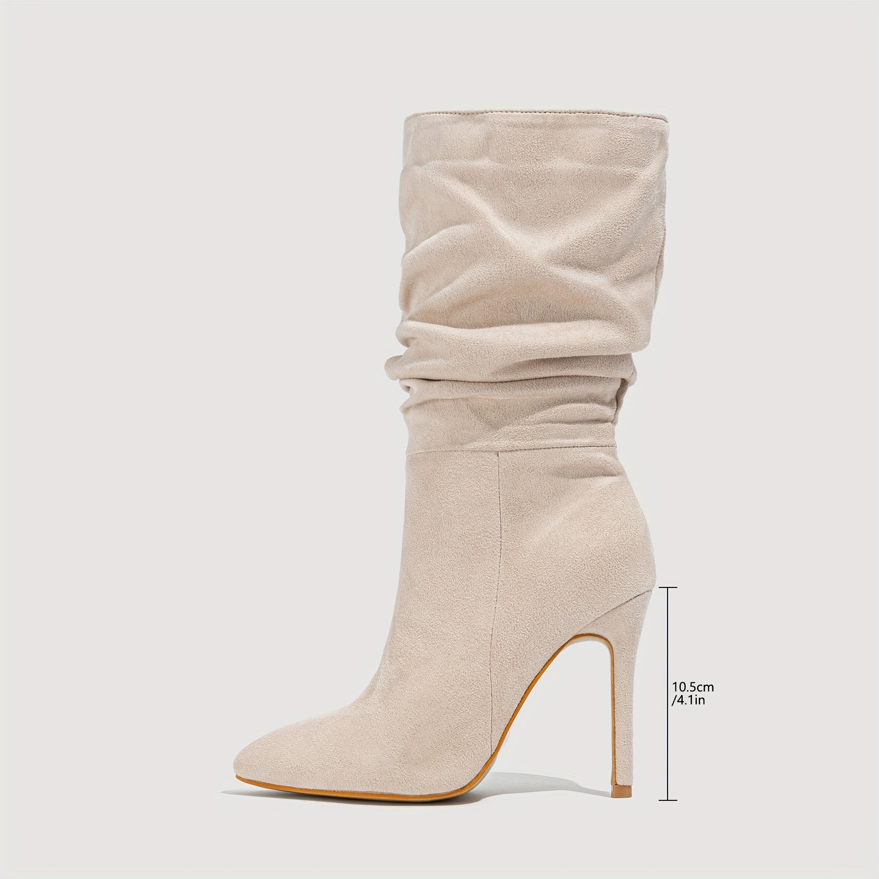 Women's Faux Leather Pointed Toe Stiletto Heel Ankle Boots Black Mid-Calf Winter