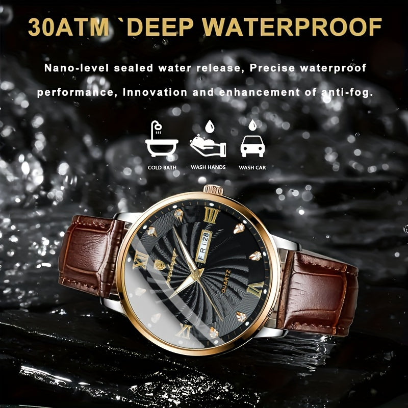 Men's Business Quartz Wrist Watch with Luminous Dial Ultra-Thin Scratch-Resistant Window