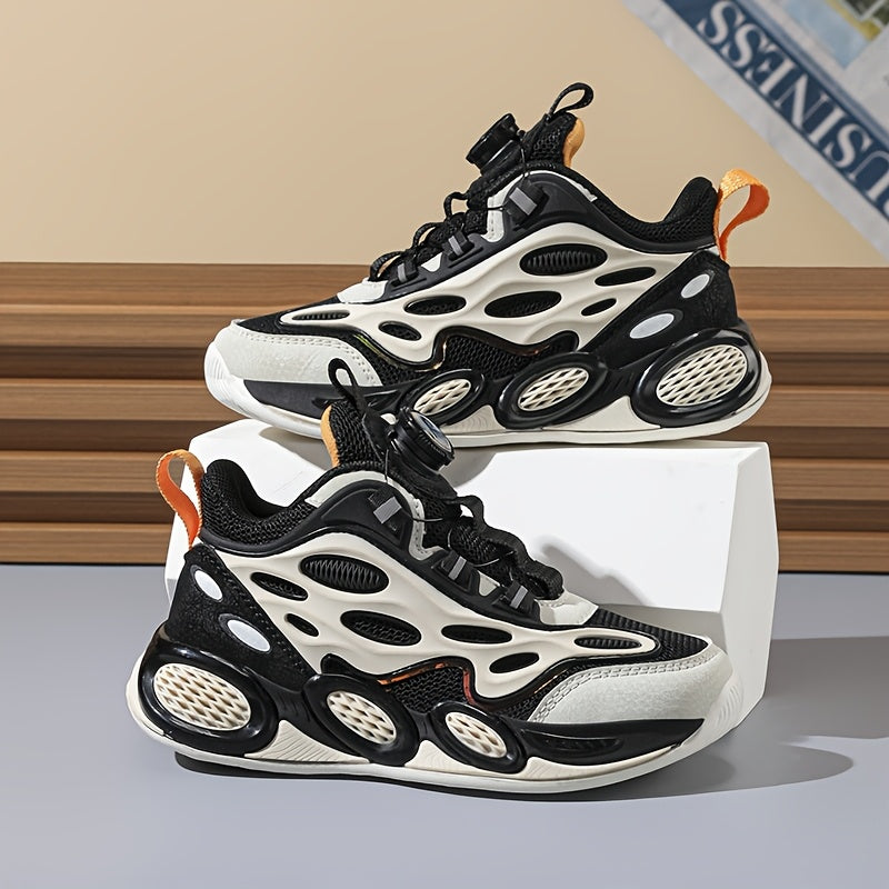 Boys Mesh Casual Sports Shoes with Rotating Buckle for Outdoor Activities