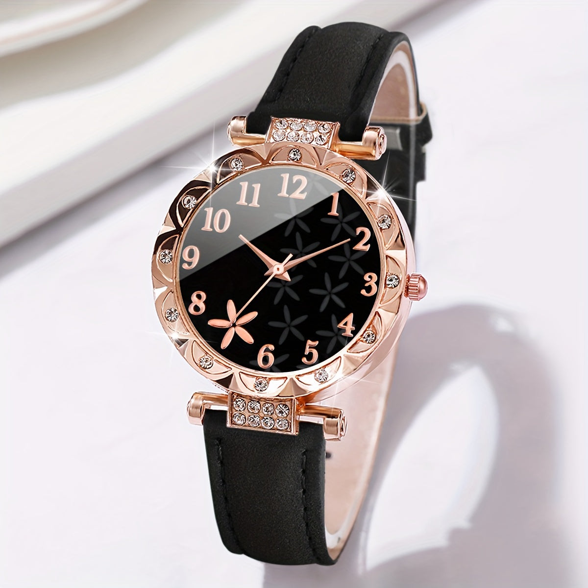 Women's Digital Quartz Watch with PU Leather Strap and Matching Bracelet