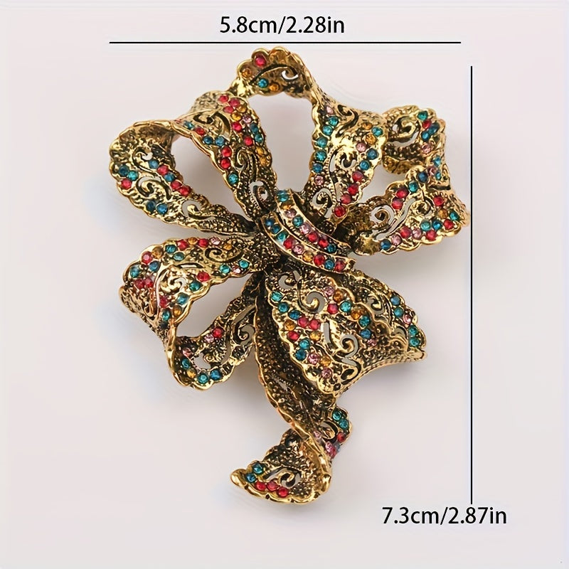 Lace Bow Brooch with Crystal Details for Celebrations and Events