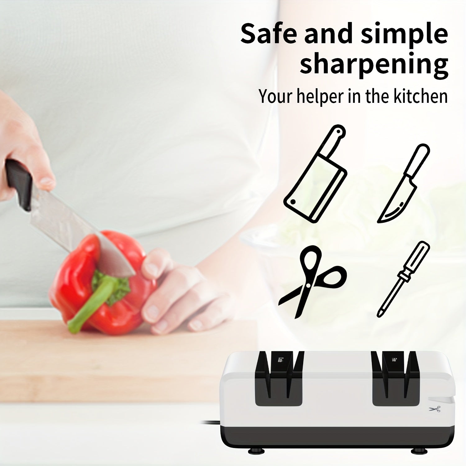 Afilador eléctrico para cuchillos de cocina, automático, potente