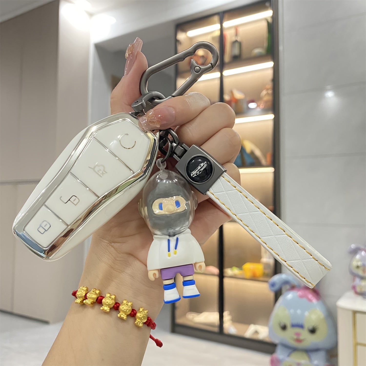 Golden White TPU Car Key Cover for Smart Key Fob Protective Case