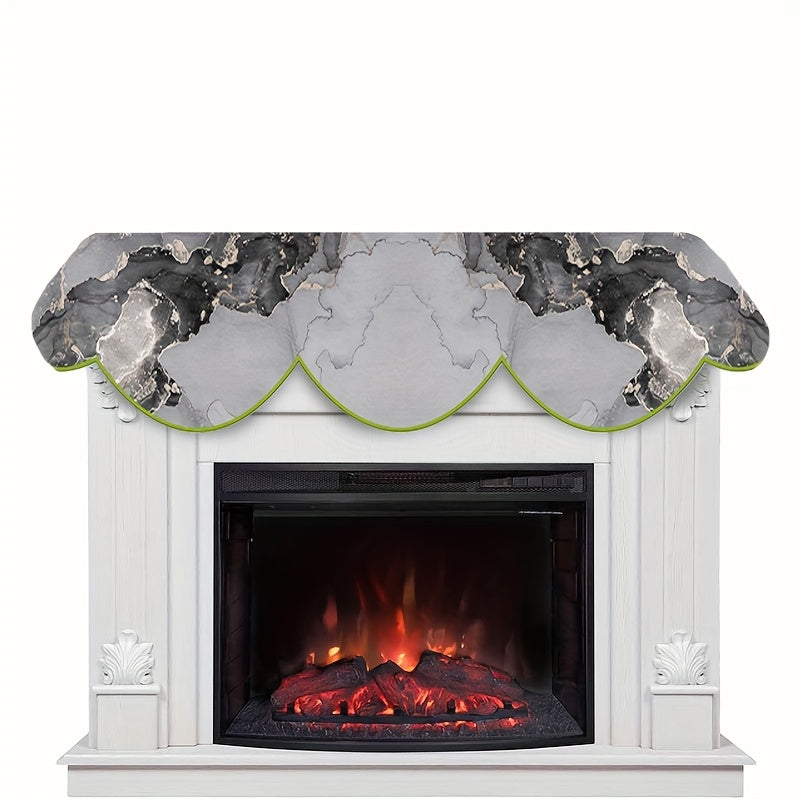 Геометрический узор на камине, шарф, зимний праздничный декор, полиэстер, дорожка для стола