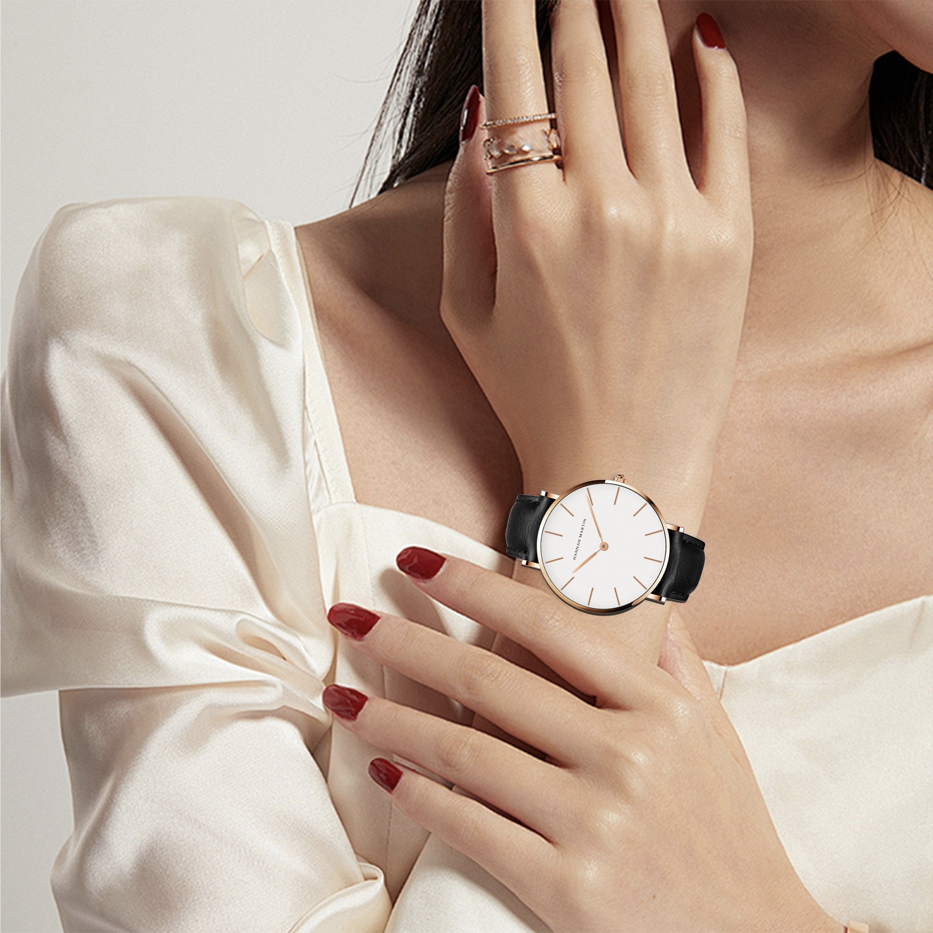 Reloj de mujer Ladies Quartz para mujer, reloj elegante y sencillo con correa de cuero