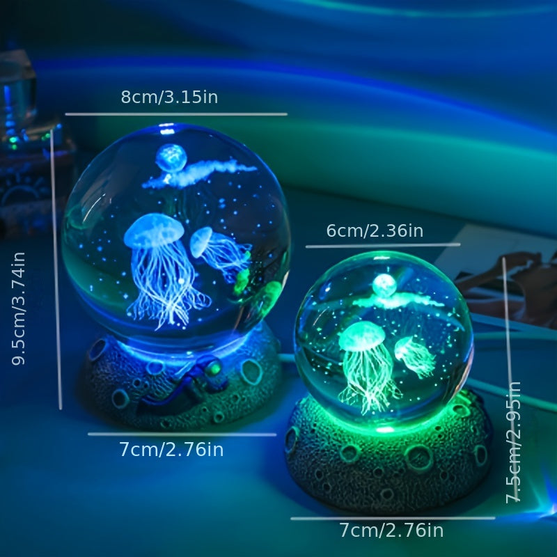 Bola de cristal de animal tallado en 3D con iluminación colorida, regalo creativo de cumpleaños