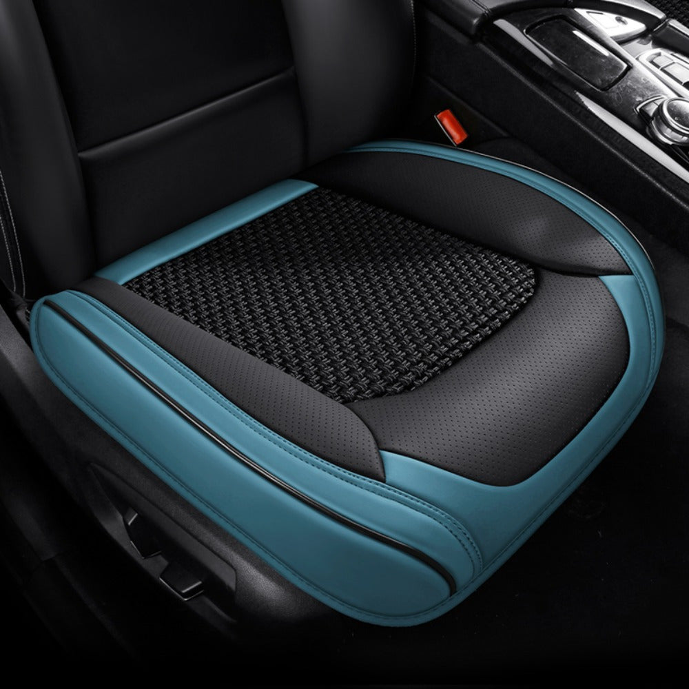 Funda de cojín de asiento de coche cuadrada de cuero sintético transpirable y de secado rápido, universal