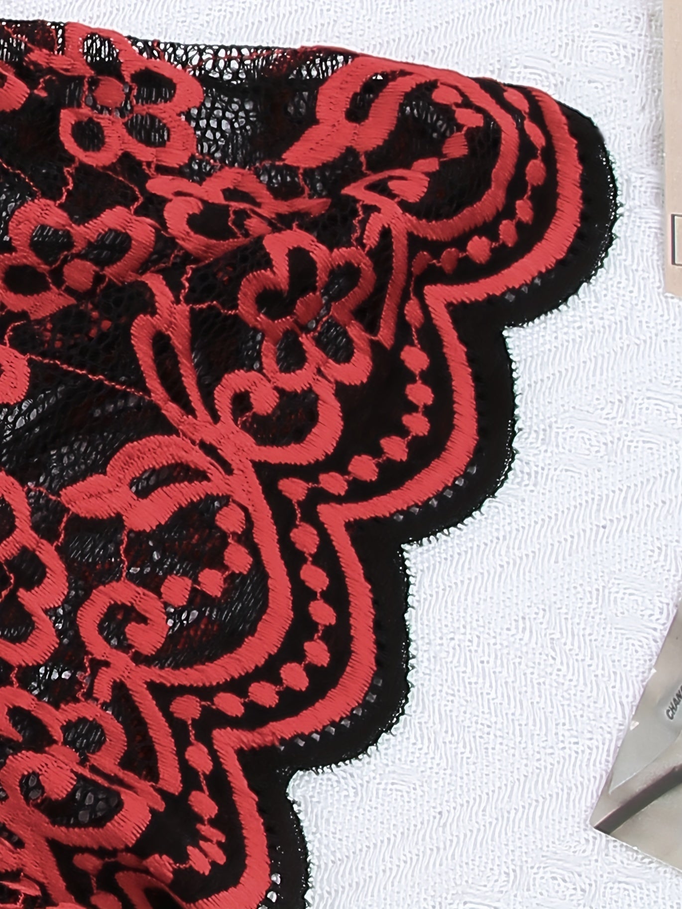 Women's Floral Embroidered Backless Lingerie with Open Crotch