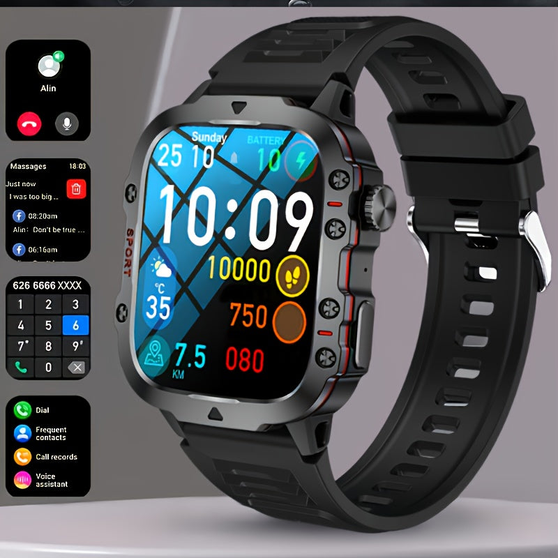 Men's Rugged Smartwatch with Wireless Talk Sports Fitness AI Voice 4.98cm TFT Screen