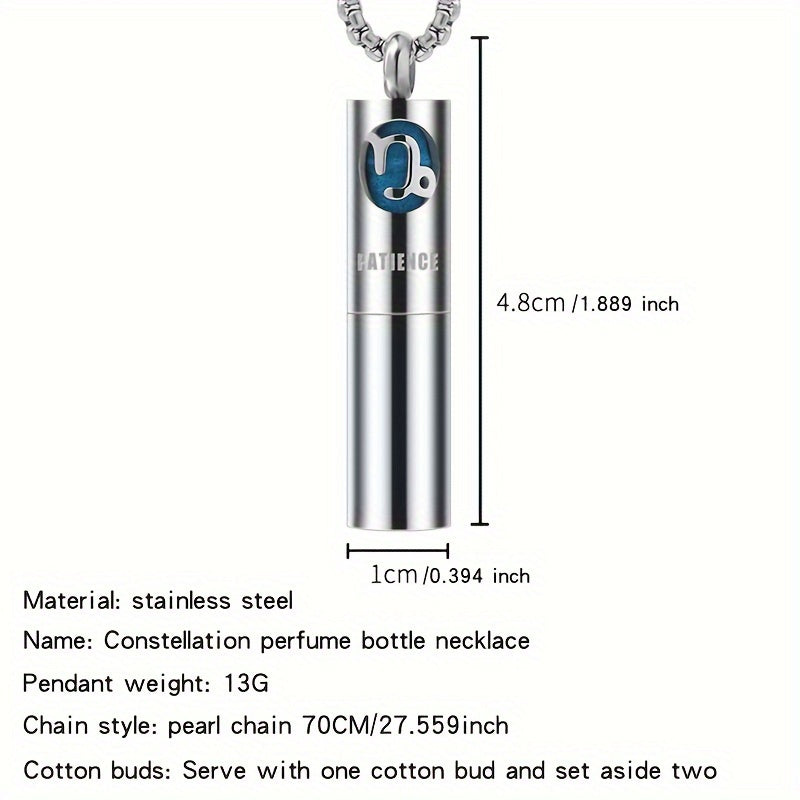 Men's Zodiac Necklace Titanium Steel Pendant Aromatherapy Essential Oil Accessory
