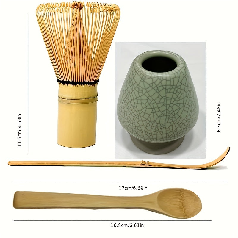 Matcha Tea Set with Bamboo Spoon, Traditional Matcha Preparation, Multiple Colors