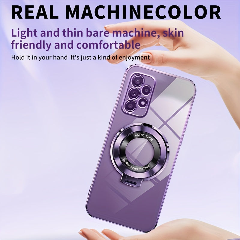 Electroplated Galaxy Phone Case with CD Holder Fall Protection Camera Guard for Samsung Galaxy Series