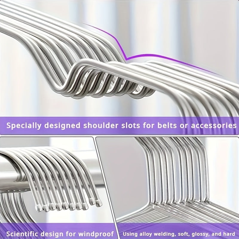 10 Stainless Steel Clothes Hangers with Shoulder Notches Non-Slip Durable Space-Saving