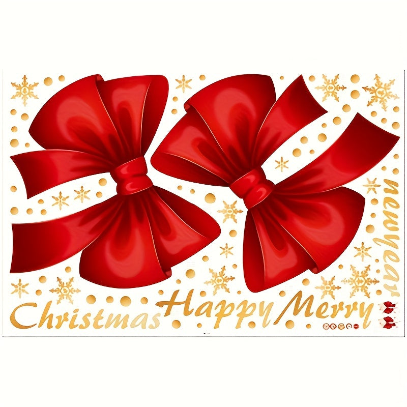 Rojdestvo uchun ikki tomonlama deraza yopishqoq tasvirlar, bayramona tuyg'u beruvchi yoqimli bezak kamarlari bilan.