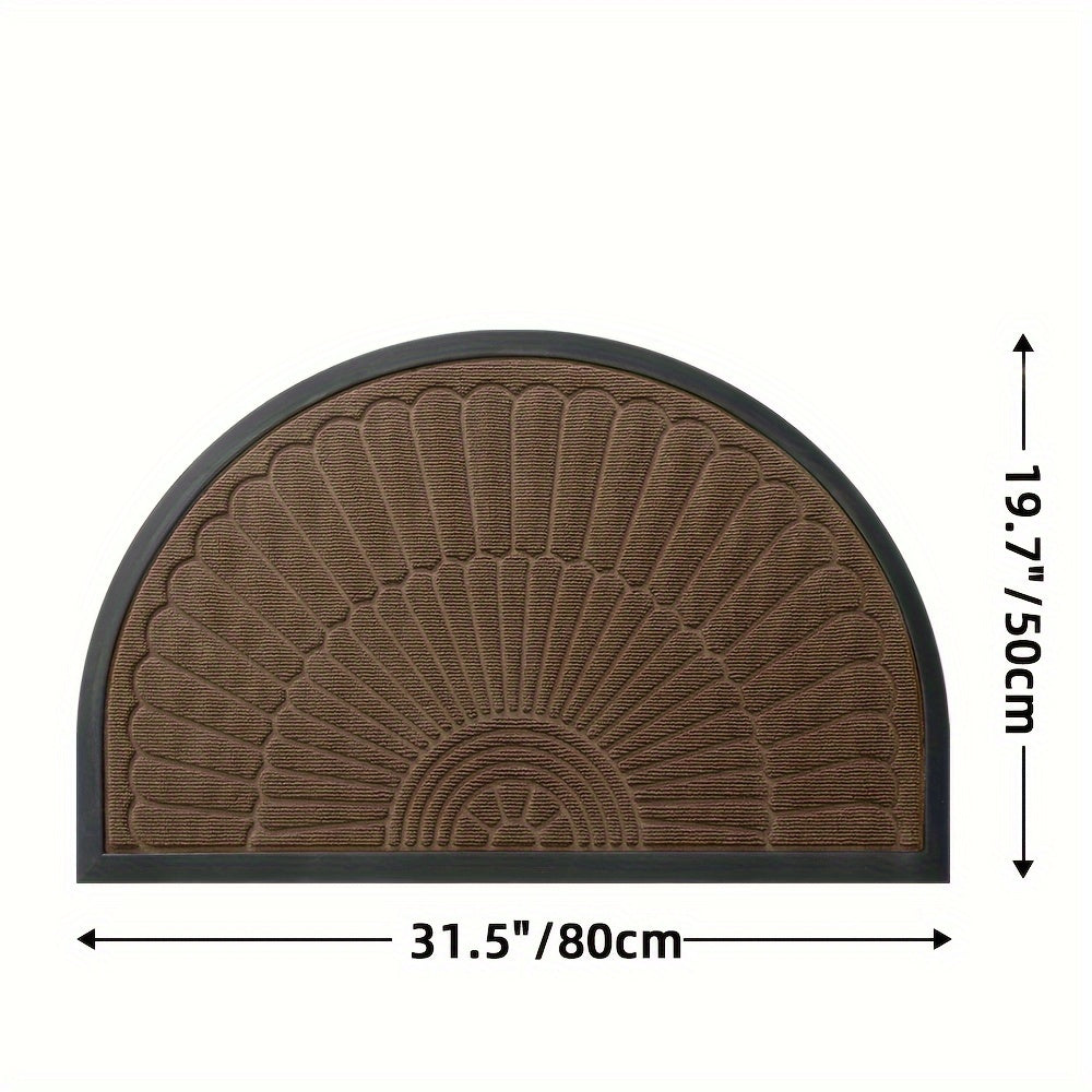 Half Circle Polyester Doormat for Indoor Outdoor Entryways Balcony Patio Garage Office