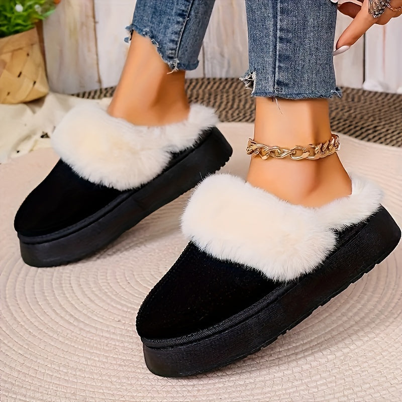 Women's Faux Fur Lined Winter Snow Boots Gray Warm Ankle Boots