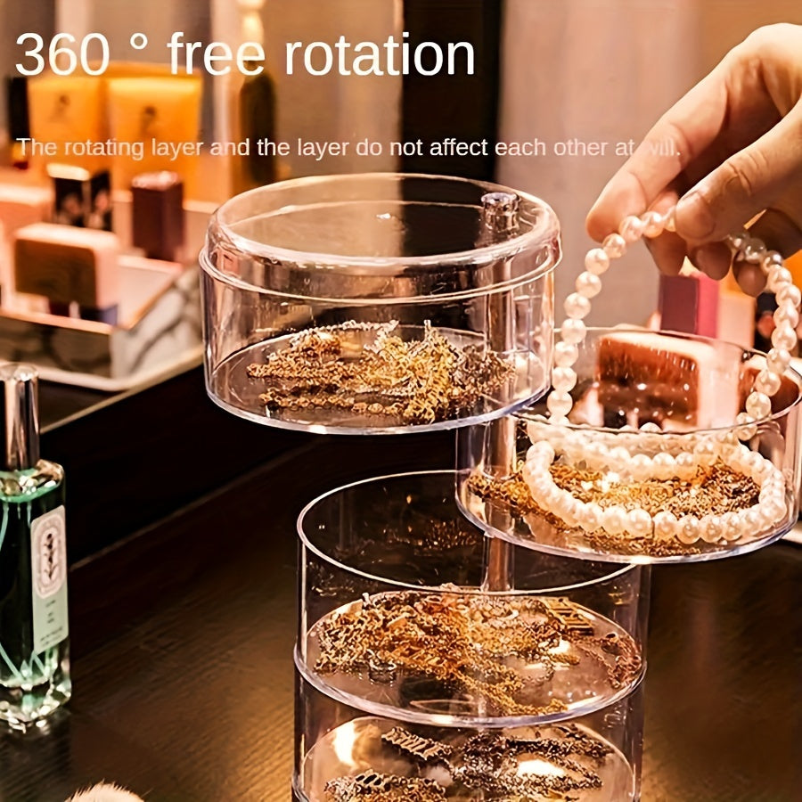 Organizador de cinturón giratorio con compartimentos ajustables, caja de almacenamiento apilable para accesorios