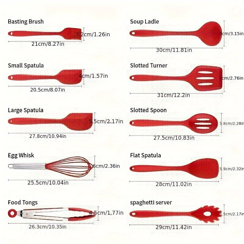 10-Piece Silicone Kitchen Utensil Set Heat Resistant Cooking Tools Baking Supplies