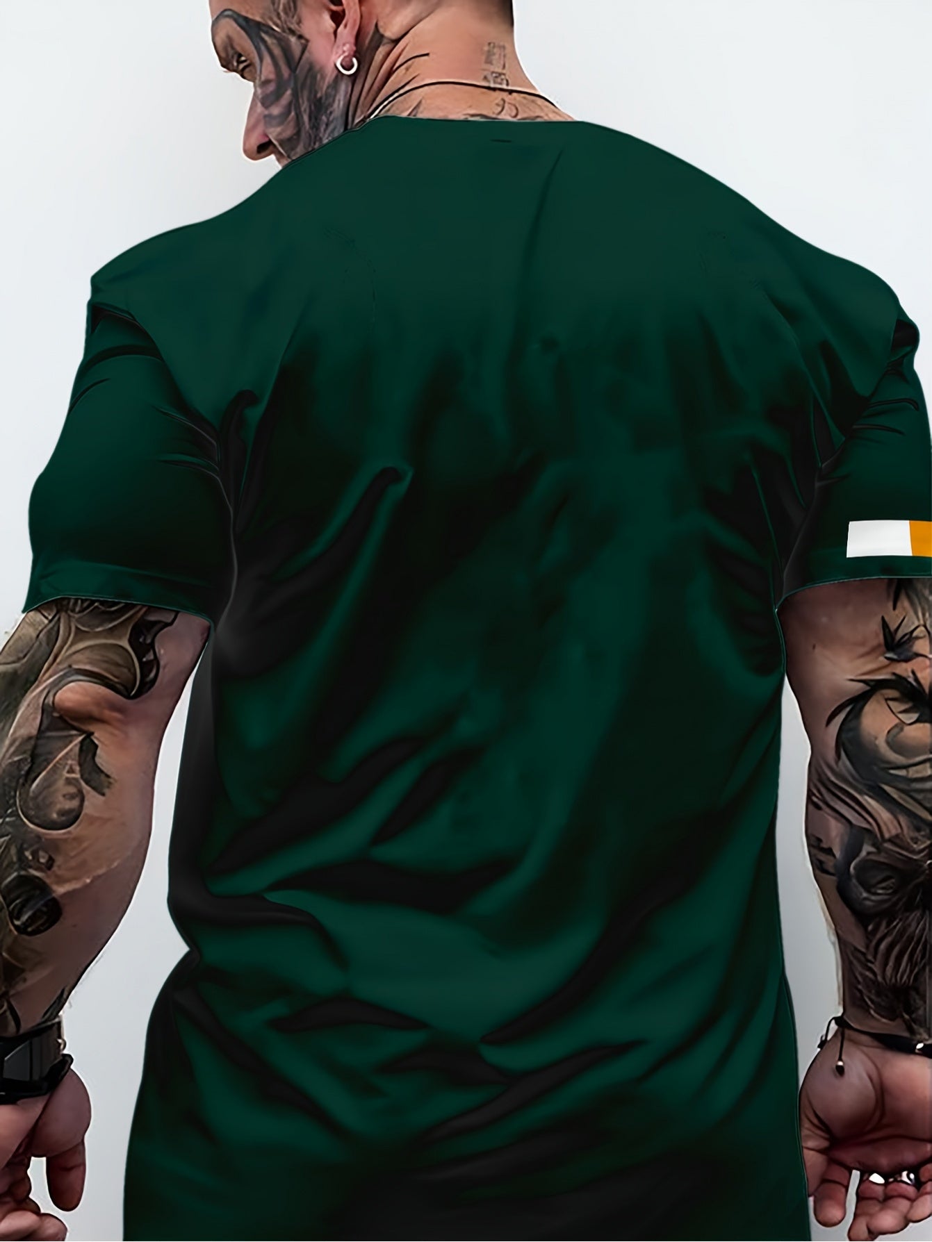 Men's Green Crew Neck T-Shirt with 3D Digital Letter Print Breathable Polyester Summer Short Sleeve Sports Streetwear