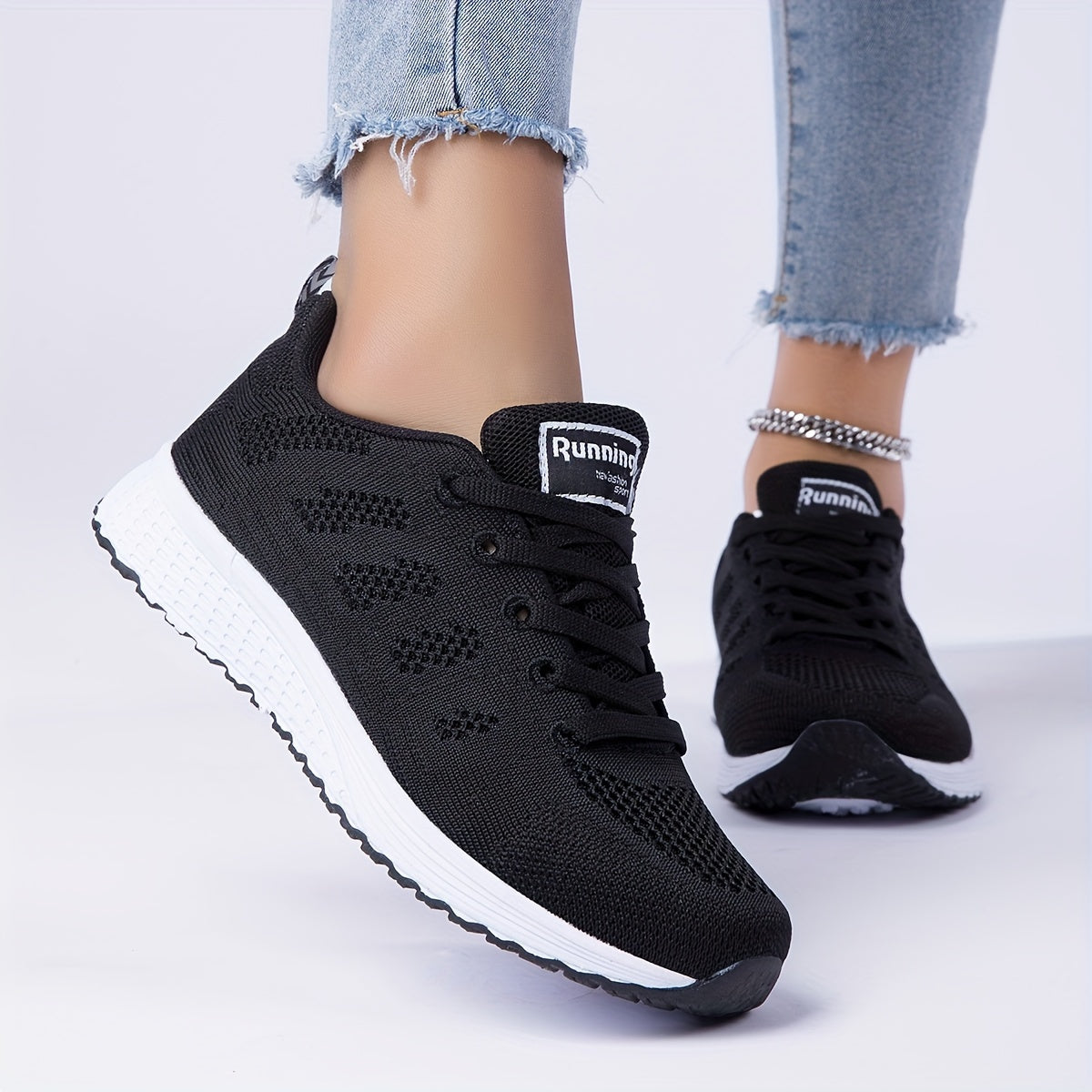 Women's Lightweight Mesh Running Shoes Low-Top Sneakers Pink Accents