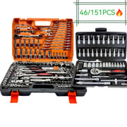 46-Piece Auto Repair Tool Set with Portable Carrying Case for Car Boat Motorcycle and Home