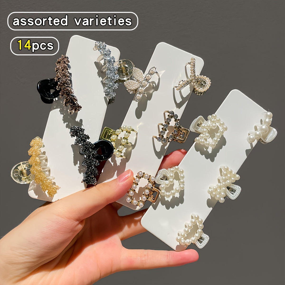14 Pcs Elegant Faux Pearl Hair Claw Clips for Women Daily Wear Small