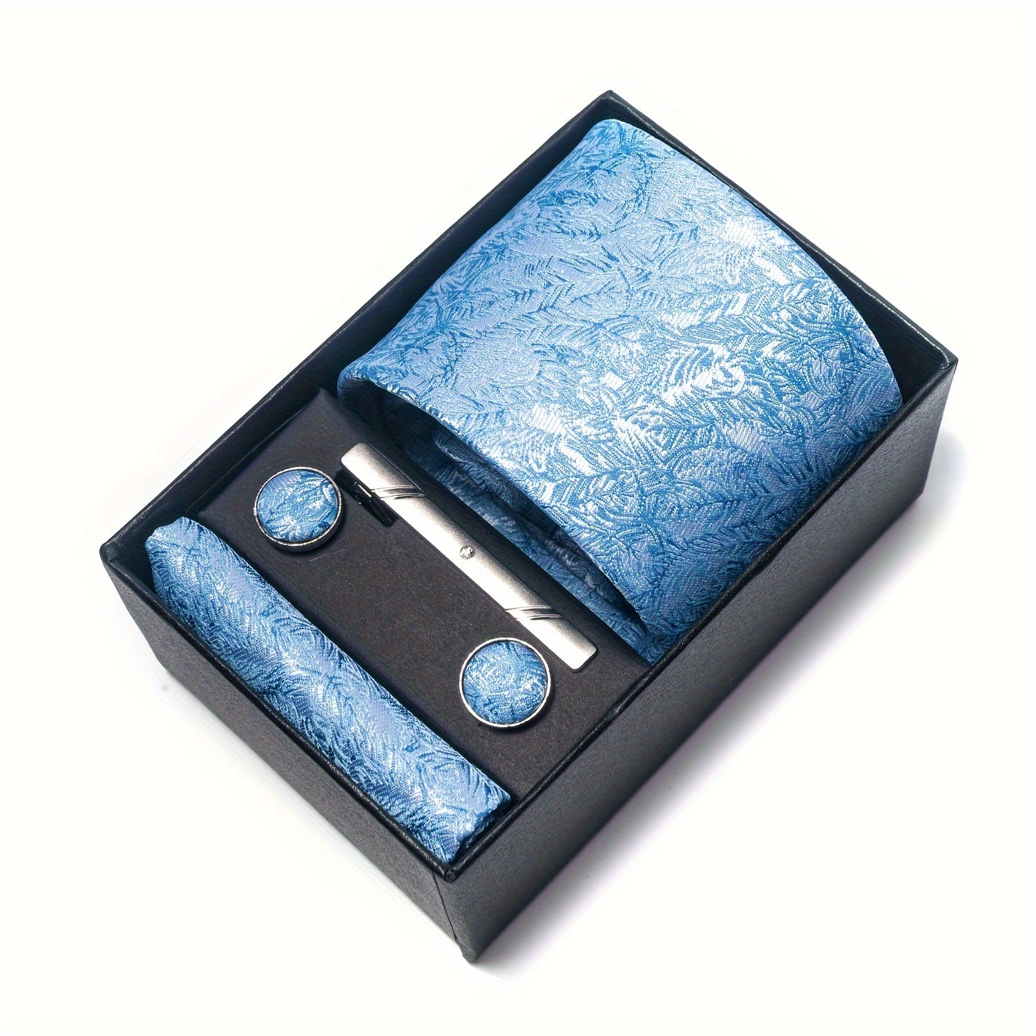 Erkaklar uchun gullar bilan bezatilgan galstuk va manşetkalar to'plami rasmiy tadbirlar, ofis kiyimi va bayramlar uchun