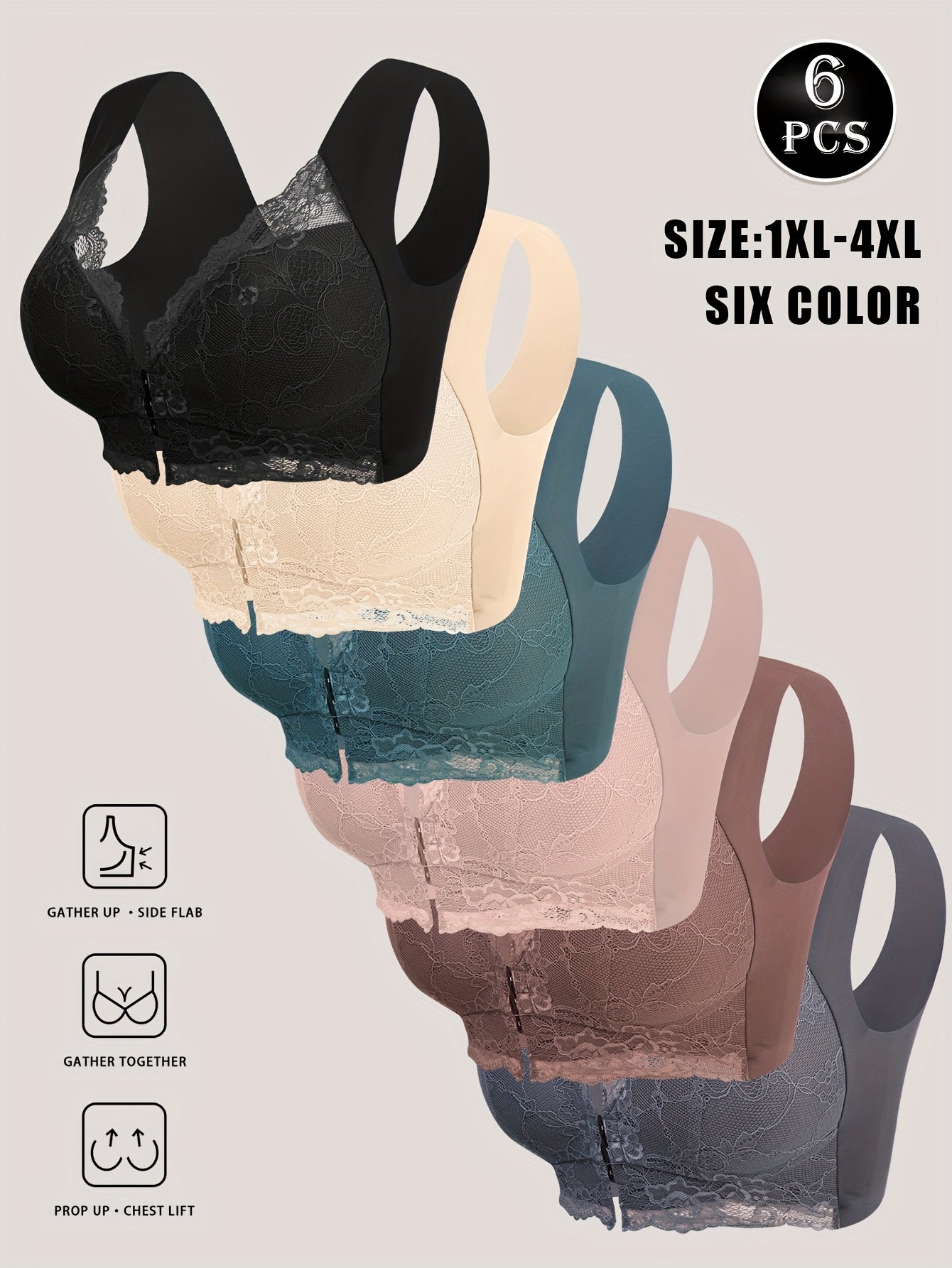 Plus Size Women's Lace Bra Set with Underwire, Multi-Color, Comfortable Support