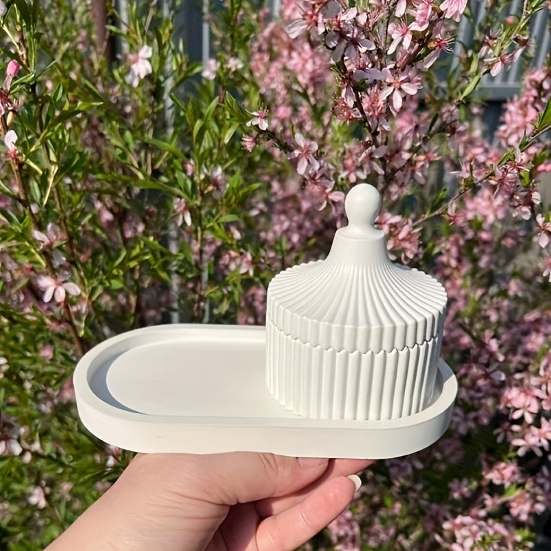 Silicone Mold Set for Epoxy Resin Crafts Oval and Round Candle Holders Jewelry Making