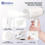 Portable Handheld Iron 120W Stainless Steel Panel Lightweight Travel Iron