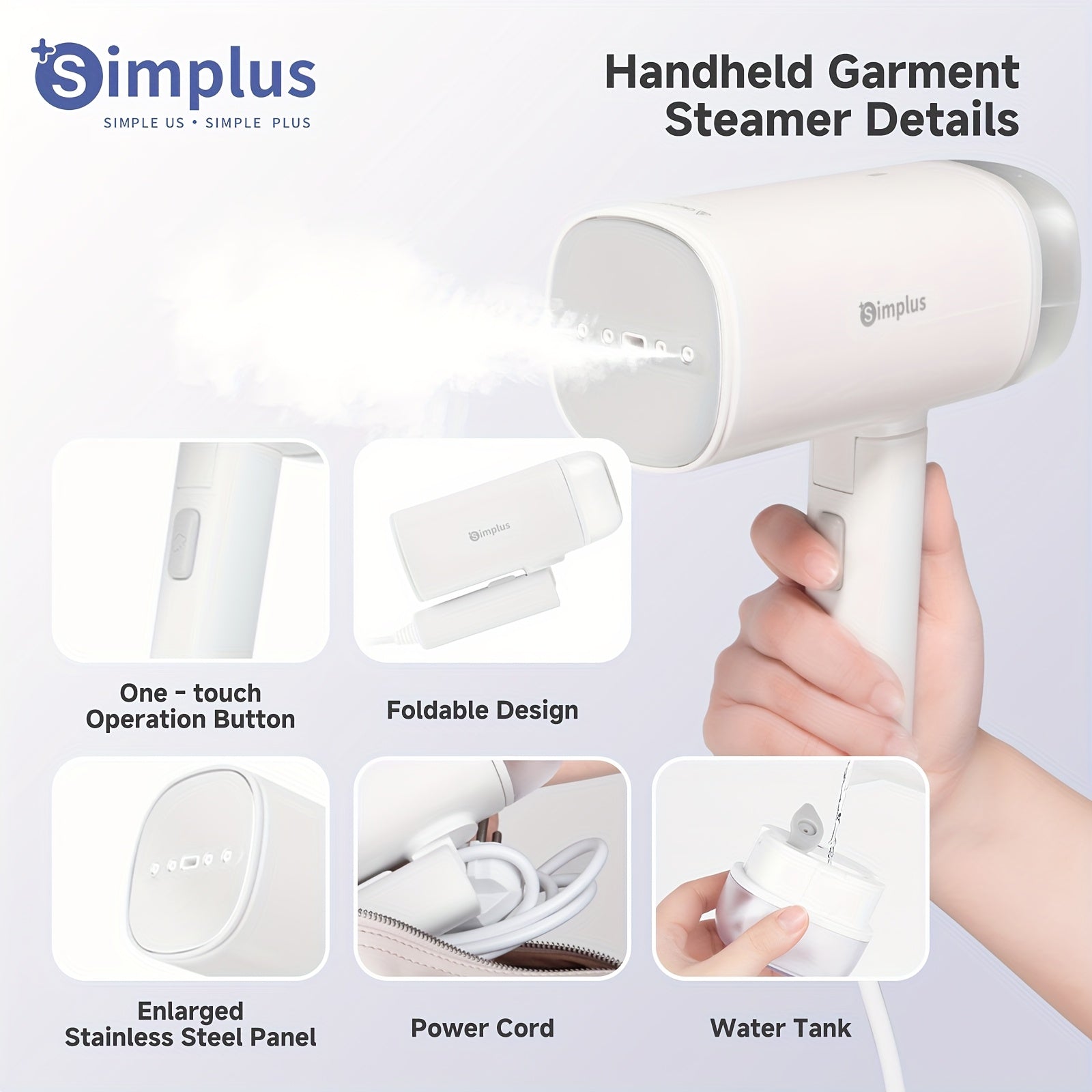 Portable Handheld Iron 120W Stainless Steel Panel Lightweight Travel Iron