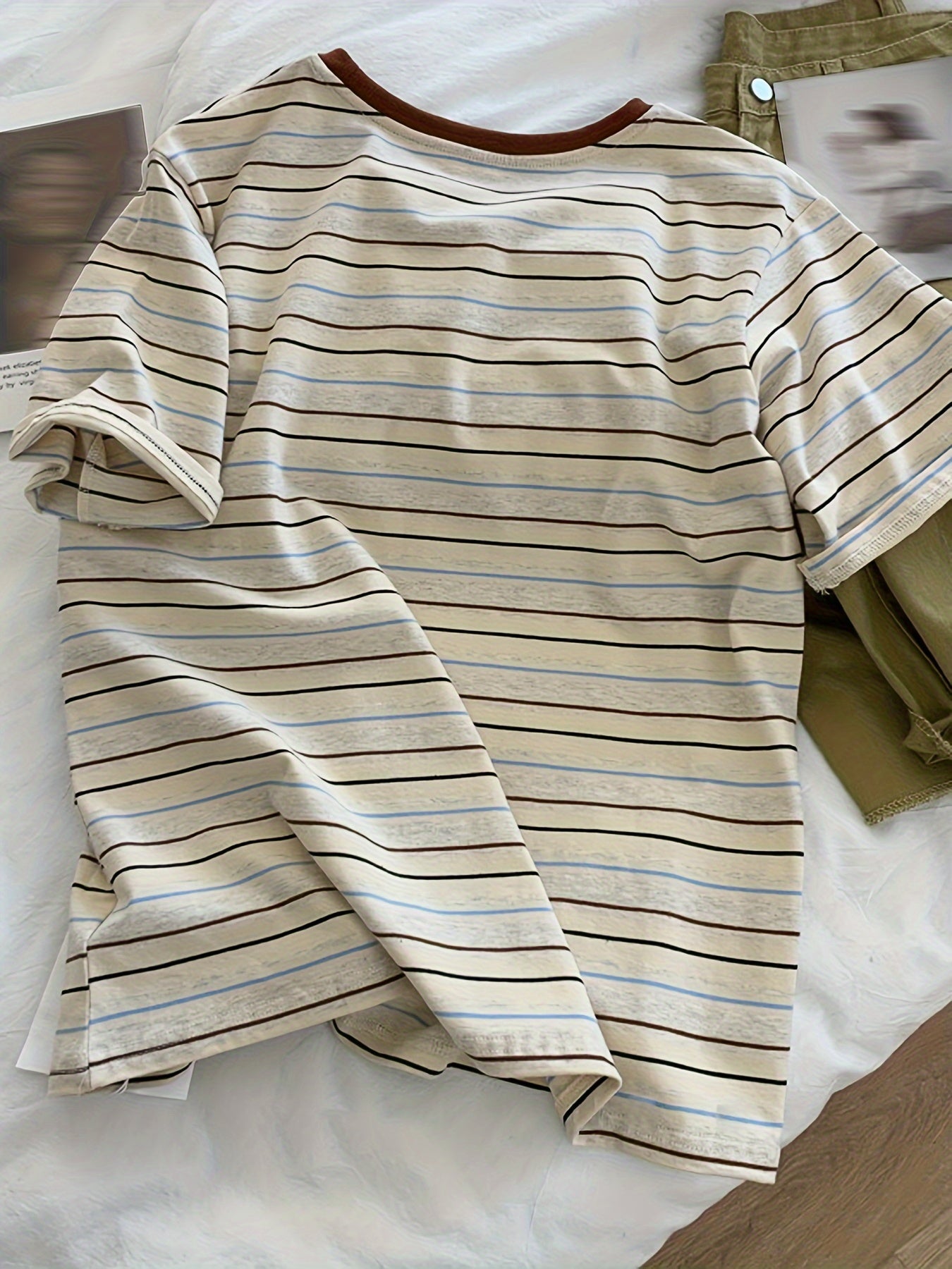Women’s Striped Cotton Crew Neck T-Shirt Summer Casual Short Sleeve