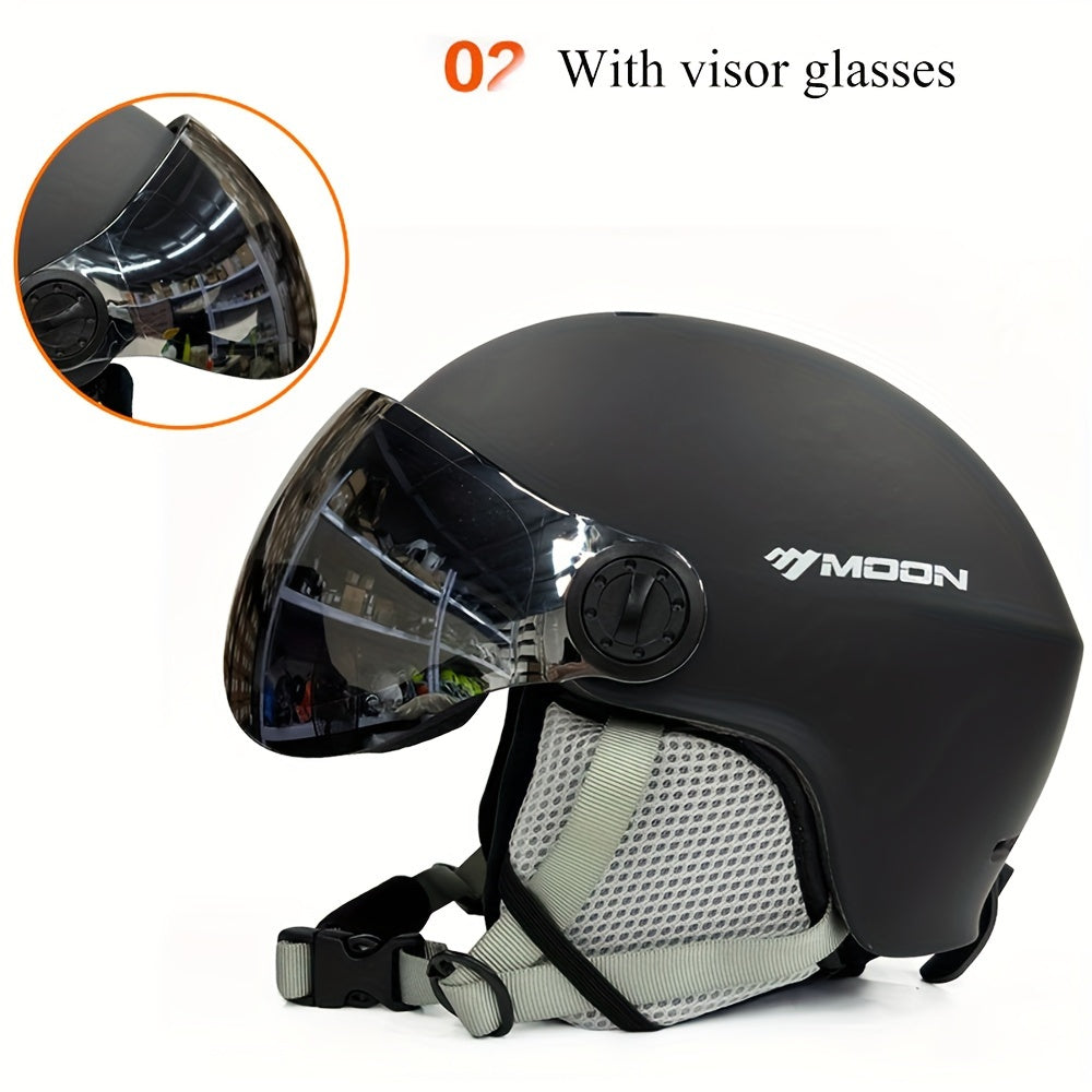 Casco de esquí con gafas de ajuste universal construcción en PC EPS visor para snowboard y patinaje