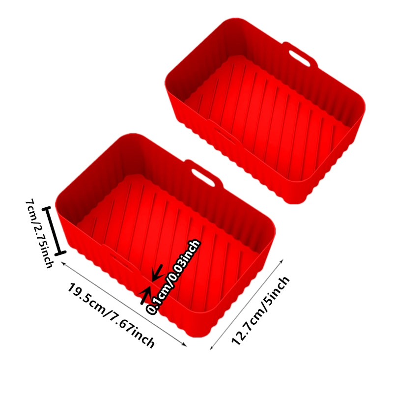 1/2 dona kvadrat havo fritüri silikon qozon oven pishirish panjara uchun, o'lchami 19.48cm x 12.7cm x 6.99cm.