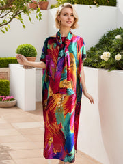 Plus Size Floral Maxi Dress Women Long Formal Casual Dress All-Season