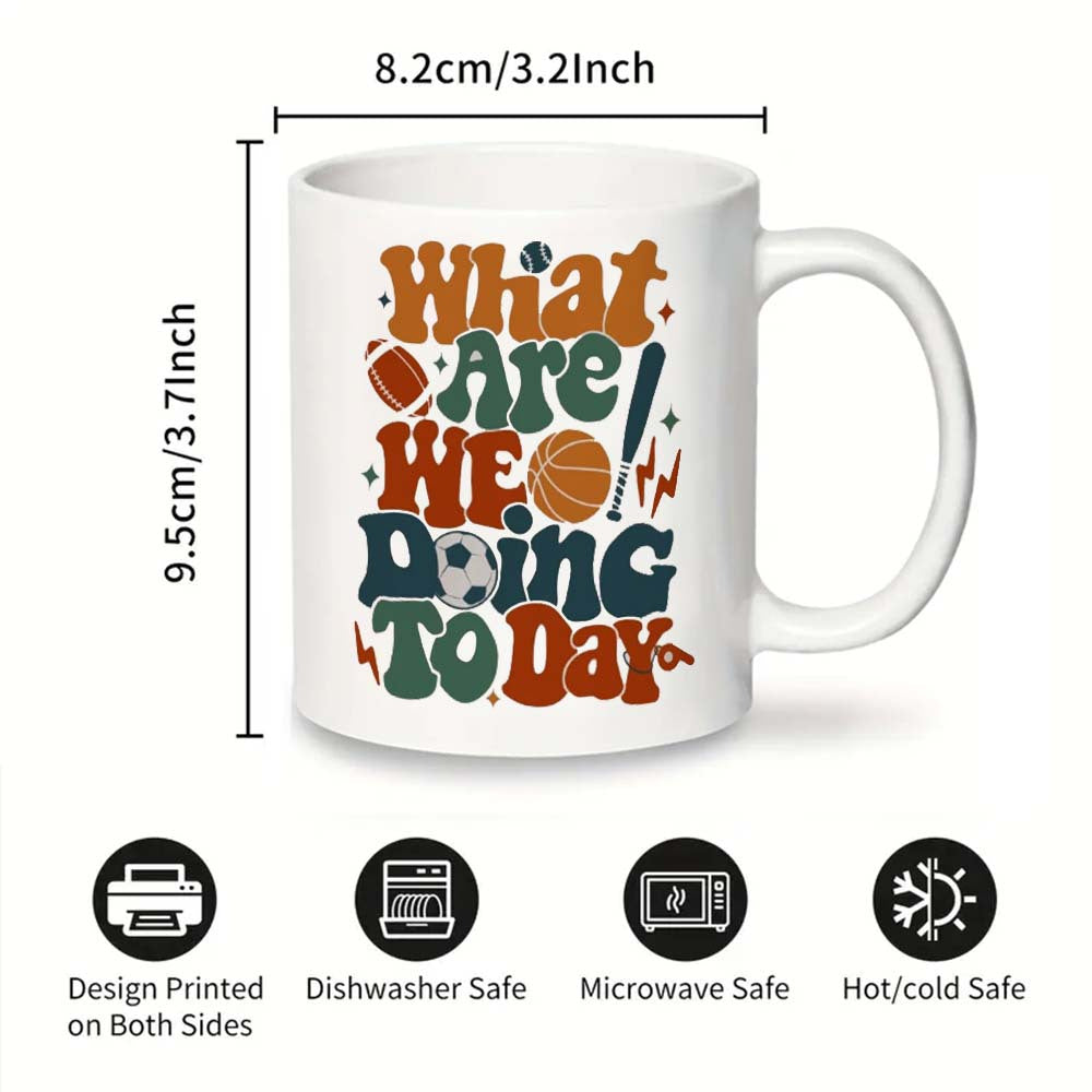 Basketball Text Ceramic Coffee Mug for Sports Fans Office Camping Dining