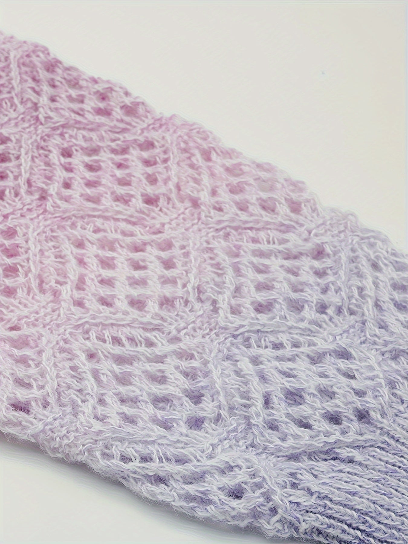 Plus Size Womens V-Neck Sweater Hollowed Sleeves Gradient Color Fall Winter Knitwear