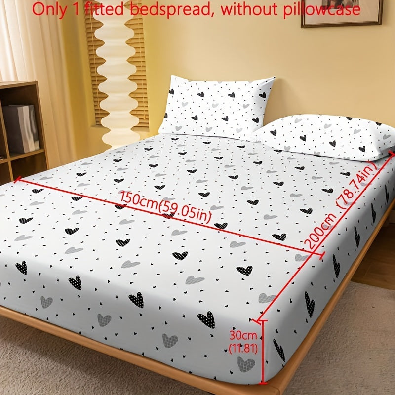 Red and White Heart Pattern Fitted Sheet for Bedroom or Guest Room