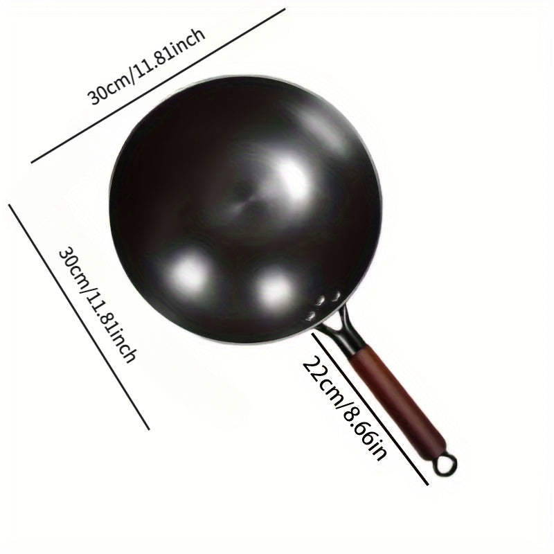 Cast Iron Skillet 10 Inch Black with Wooden Handle for Home Kitchen