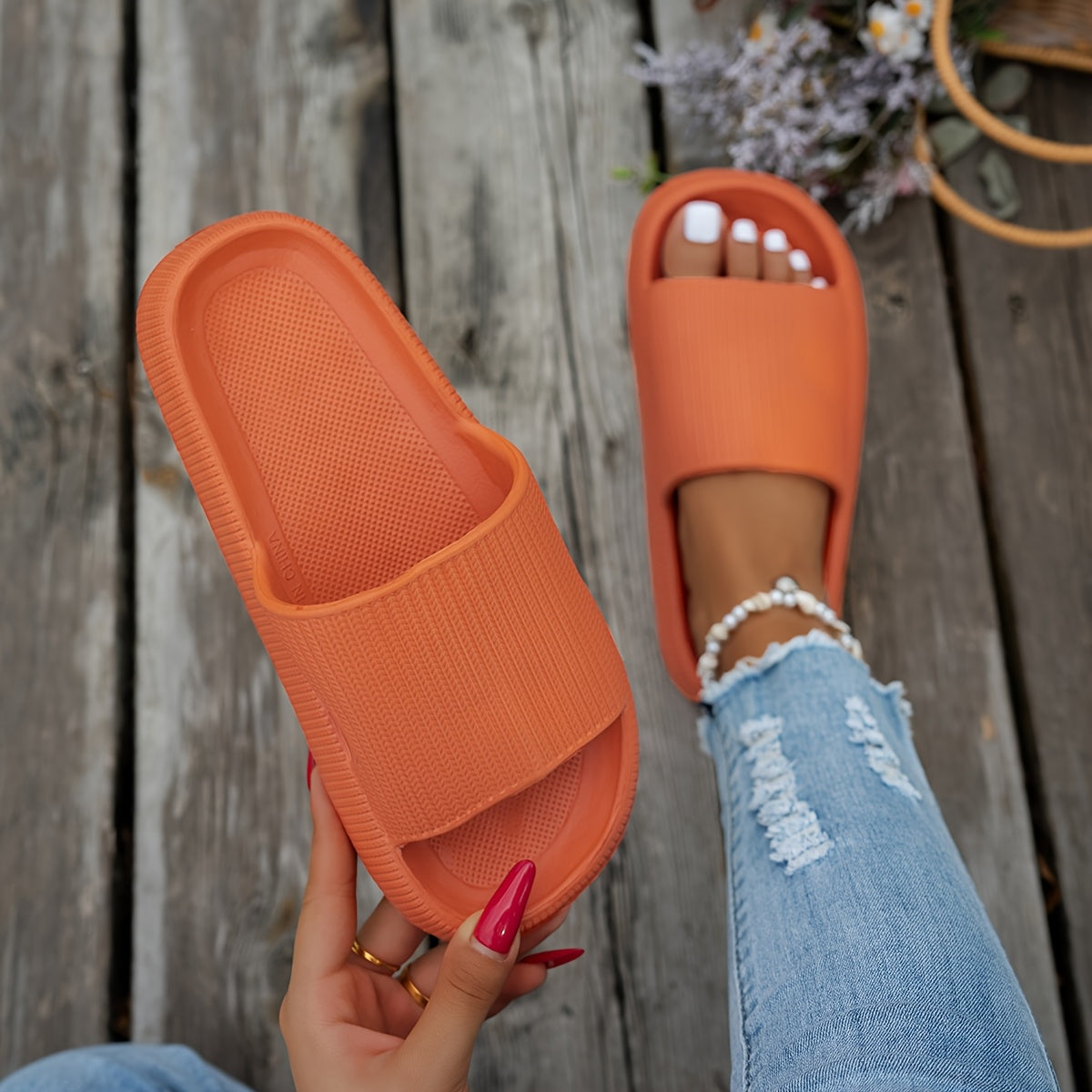 Women's EVA Slide Slippers Non-Slip Indoor Outdoor Beach House Shoes Black